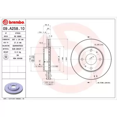 Tarcze hamulcowe BREMBO 09.A258.10