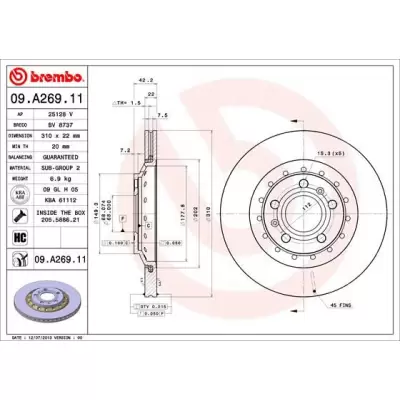 Tarcze hamulcowe BREMBO 09.A269.11