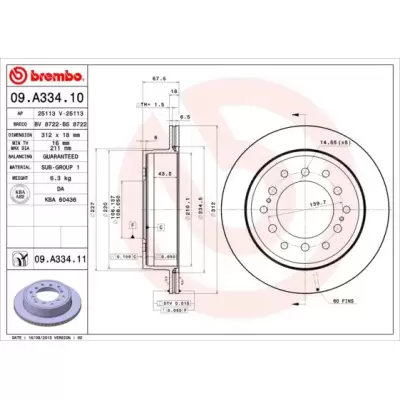 Tarcze hamulcowe BREMBO 09.A334.11