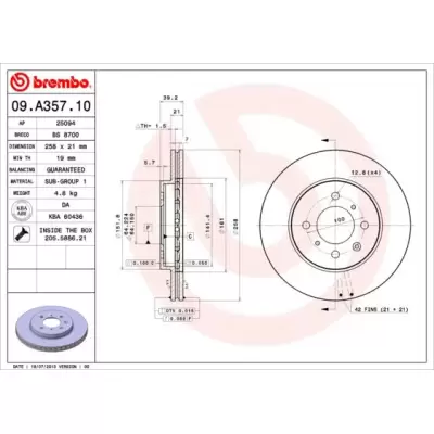 Tarcze hamulcowe BREMBO 09.A357.10