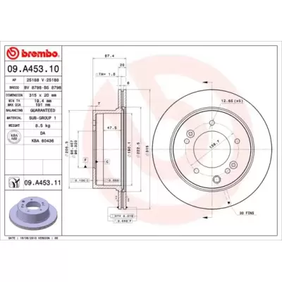 Tarcze hamulcowe BREMBO 09.A453.11