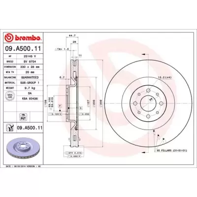 Tarcze hamulcowe BREMBO 09.A500.11