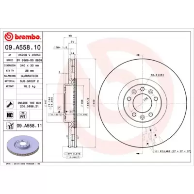Tarcze hamulcowe BREMBO 09.A558.11