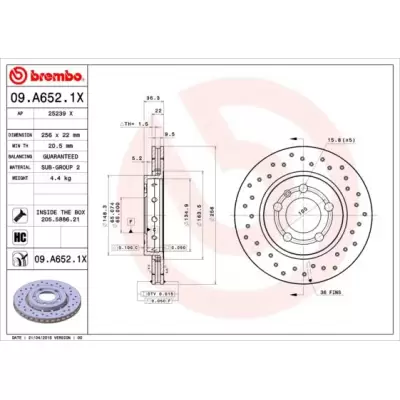 Tarcze hamulcowe BREMBO 09.A652.1X
