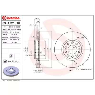 Tarcze hamulcowe BREMBO 09.A721.11