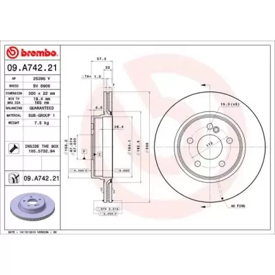 Tarcze hamulcowe BREMBO 09.A742.21