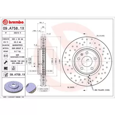 Tarcze hamulcowe BREMBO 09.A758.1X