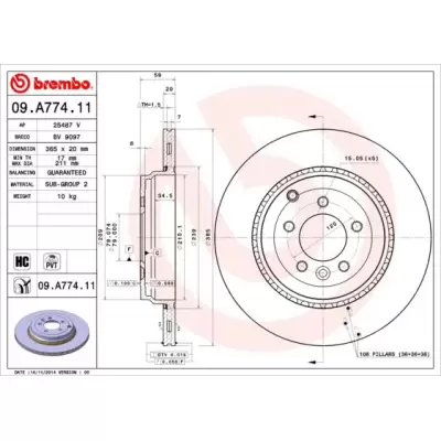 Tarcze hamulcowe BREMBO 09.A774.11
