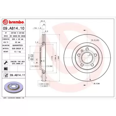 Tarcze hamulcowe BREMBO 09.A814.11