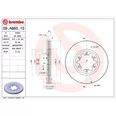Tarcze hamulcowe BREMBO 09.A860.10
