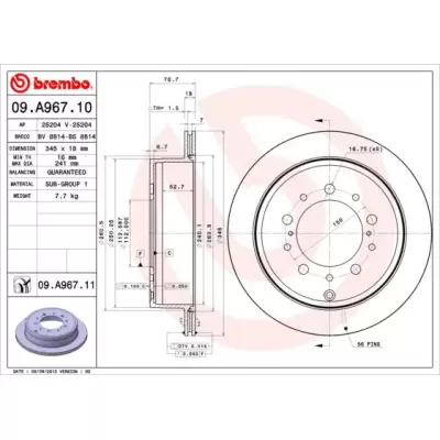 Tarcze hamulcowe BREMBO 09.A967.11