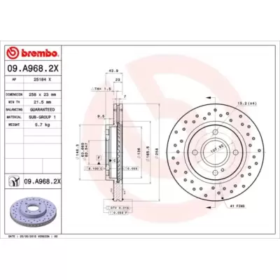 Tarcze hamulcowe BREMBO 09.A968.2X