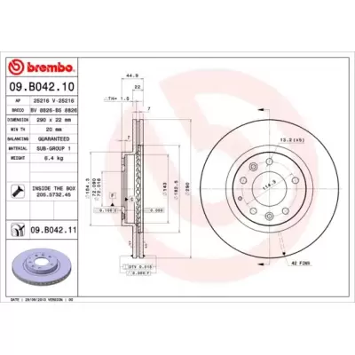 Tarcze hamulcowe BREMBO 09.B042.10