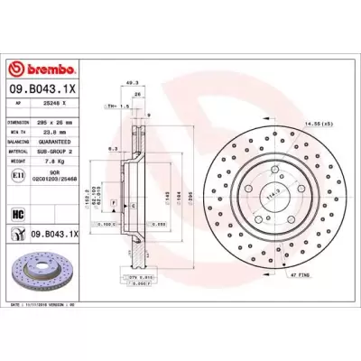 Tarcze hamulcowe BREMBO 09.B043.1X