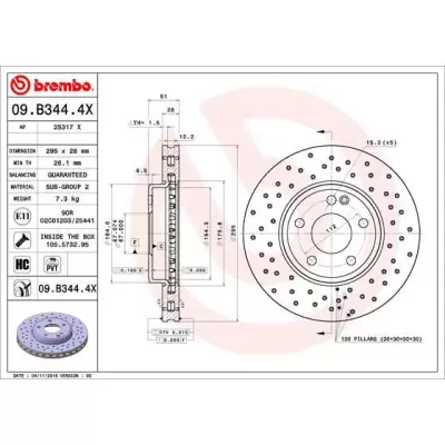 Tarcze hamulcowe BREMBO 09.B344.4X