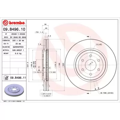 Tarcze hamulcowe BREMBO 09.B496.11