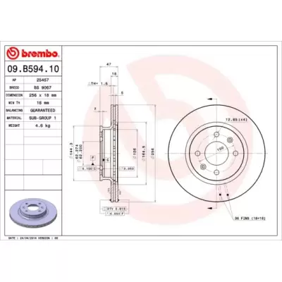 Tarcze hamulcowe BREMBO 09.B594.10