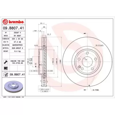 Tarcze hamulcowe BREMBO 09.B807.41