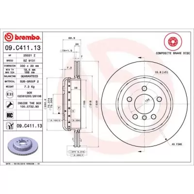 Tarcze hamulcowe BREMBO 09.C411.13