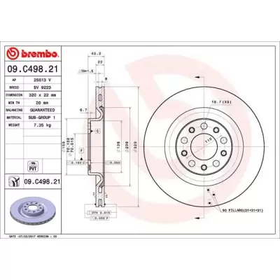 Tarcze hamulcowe BREMBO 09.C498.21