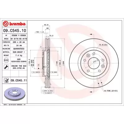 Tarcze hamulcowe BREMBO 09.C545.11