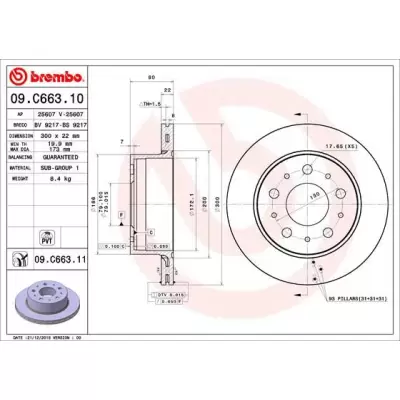 Tarcze hamulcowe BREMBO 09.C663.11