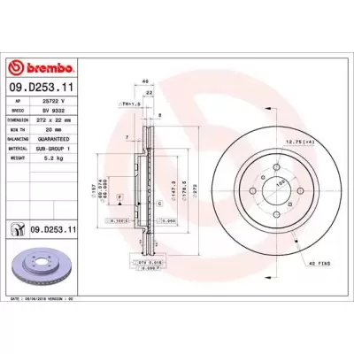 Tarcze hamulcowe BREMBO 09.D253.11