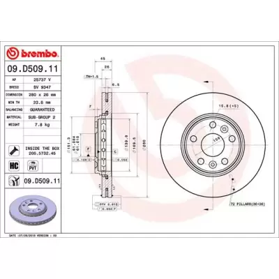 Tarcze hamulcowe BREMBO 09.D509.11