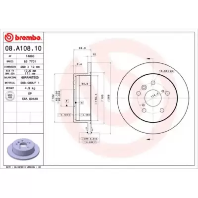Tarcze hamulcowe BREMBO 08.A108.10