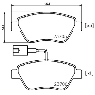 Rysunek techniczny klocków hamulcowych SIEGER SIG51654