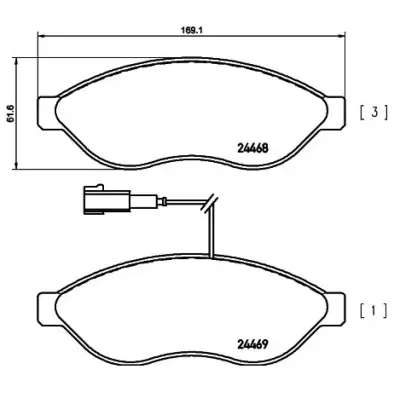 Rysunek techniczny klocków hamulcowych SIEGER SIG51681