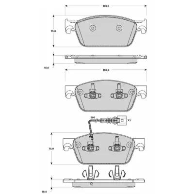 Rysunek techniczny klocków hamulcowych SIEGER SIG51887